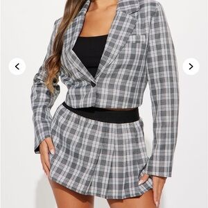 Fashion Nova Gray Plaid Skirt Set